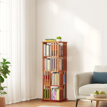 Load image into Gallery viewer, SpaceAid 6 Tier Rotating Bookshelf Tower, Bamboo Spinning Book Shelf, Revolving 360 Bookcase Storage Swivel Round Carousel, Vertical Rotate Turning Spiral Corner Organizer (6-Tier Walnut)
