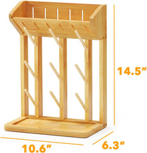 Load image into Gallery viewer, SpaceAid Bamboo Baby Bottle Drying Rack, Space Saving Kitchen Bottles Holder Organizer for Baby Bottle Rack Dryer Storage Accessories (Natural, 9 Bottles)