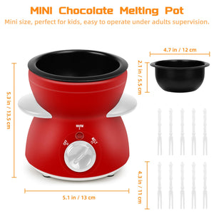 Mini Chocolate Melting Pot, Chocolate Fondue Fountain, 8.79OZ Warmer Machine for Milk Chocolate, Cheese, Butter, Candy (White)