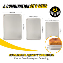 Load image into Gallery viewer, Commercial Quality Baking Sheet Pan Set, Natural Aluminum Cookie Sheet, Umite Chef Warp Resistant Nonstick Baker&#39;s Half Sheet Pan, Large Thick Cookie Tray Pans for Baking, Roasting(2 Pack, 18X13In)