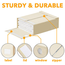 Load image into Gallery viewer, SpaceAid 8 Pack Bed Sheet Organizers and Storage, Foldable Sheet Organizer for Linen Closet, Sheets Set Folder Keeper with Window XL (Queen &amp; King Size) Bedding Container (Beige, 8 Pack)