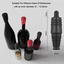 Load image into Gallery viewer, Silicone Wine Stopper Reusable Wine Bottle Stopper, 8Pcs Champagne Stoppers for Bottles, Food Grade Rubber Wine Stoppers for Wine Bottles (Black+Red)