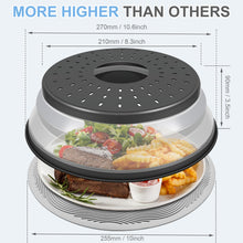 Load image into Gallery viewer, 10 Inch Microwave Food Cover &amp; Collapsible Silicone Mat - Splatter Guard, Plate Holder &amp; Kitchen Colander for Meal Prep, Charcoal