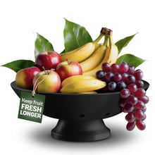 Load image into Gallery viewer, Bambüsi Fruit Bowl - 11&quot; Large Brown Wooden Pedestal Bowl for Kitchen Counter &amp; Dining Table Centerpiece, Premium Bamboo Wood Fruit Basket &amp; Banana Holder for Fresh Produce, Bread &amp; Home Decor