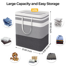 Load image into Gallery viewer, HomeHacks 2 Pack Large Laundry Baskets, Waterproof, Freestanding Laundry Hampers, Collapsible Clothes Hamper with Reinforced Handles in Laundry Room, College Dorm, Bathroom, Bedroom (Grey, 75Lx2)