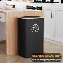 Load image into Gallery viewer, SpaceAid Recycling Bin for Kitchen 26 Gallon, 100L Recycle Bin with Lid and 2 Reusable Inner Bags, for Bottle Can Glass Plastic Stickers, Blue