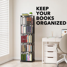 Load image into Gallery viewer, SpaceAid 6 Tier Rotating Bookshelf Tower, Bamboo Spinning Book Shelf, Revolving 360 Bookcase Storage Swivel Round Carousel, Vertical Rotate Turning Spiral Corner Organizer (6-Tier Walnut)