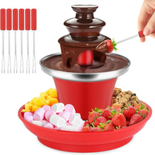 Load image into Gallery viewer, 7.9oz Mini Chocolate Melting Pot, Mini Chocolate Fondue Fountain, MIni Warmer Machine, 6PCS Fondue Fork and Removal Fruits/Nuts/Treats Serving Tray for Milk Chocolate, Cheese, Butter, Candy