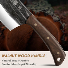 Load image into Gallery viewer, Butcher Knife Set, Hand Forged Butcher Chef Knife Set with Roll Bag, Sharp Meat Cleaver Knife &amp; Bone Chopper Knives &amp; Fillet Knives for Home &amp; Camping &amp; BBQ Gift for Men