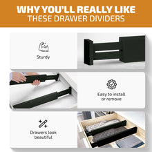 Load image into Gallery viewer, 4 Pack Drawer Dividers Bamboo 2.6&quot; High, 16-22&quot; Adjustable Drawer Organizers for Clothes, Expandable Dresser Separators in Bedroom/Bathroom/Kitchen/Office Organization and Storage (Natural)