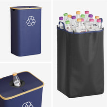 Load image into Gallery viewer, SpaceAid Recycling Bin for Kitchen 26 Gallon, 100L Recycle Bin with Lid and 2 Reusable Inner Bags, for Bottle Can Glass Plastic Stickers, Blue