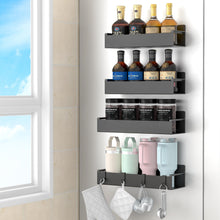 Load image into Gallery viewer, 4 Pack Magnetic Spice Rack Organizer for Refrigerator and Oven, Black Fridge Organizers and Storage for Kitchen