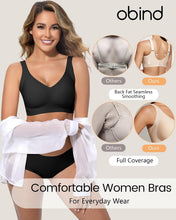 Load image into Gallery viewer, Seamless Push Up Bra No Underwire Wide Straps Full Coverage Wireless | W-Shaped Jelly Band Support, 1-Inch Ergonomic Straps, Heat-Bonded Contour, Tagless, Smoothing Back, for Yoga Office Travel