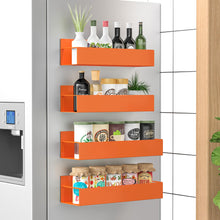 Load image into Gallery viewer, Metal 4 Pack Magnetic Spice Storage Rack Organizer for Refrigerator and Oven, Black Fridge Organizers and Storage