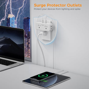 Surge Protector Outlet Extender, TESSAN Multi Plug Splitter with 4 Electrical Outlets 3 USB Ports(1 USB C), Multiple Plug Mini Wall Expander for Home Bathroom Office Dorm Room Essentials