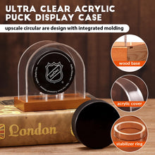 Load image into Gallery viewer, JupDec Baseball Display Case - Clear Cube Baseball Holder with Wooden Base, Autograph Stand Box for Single Ball, Acacia Wood, Brown, 1 Pack