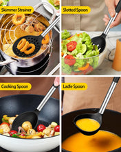 Load image into Gallery viewer, Silicone Cooking Utensil Set, 8Pcs Non-stick Cookware with Stainless Steel Handle, BPA Free Heat Resistant Kitchen Tools with Spatulas, Turners, Spoons, Skimmer and Pasta Fork