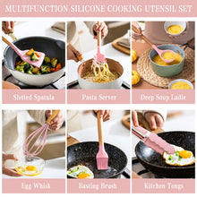 Load image into Gallery viewer, Umite Chef Kitchen Cooking Utensils Set, 33 pcs Non-Stick Silicone Cooking Kitchen Utensils Spatula Set with Holder, Wooden Handle Silicone Kitchen Gadgets Utensil Set (Khaki)