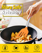 Load image into Gallery viewer, Pack of 2 Silicone Solid Turner, Non Stick Slotted Kitchen Spatulas, High Heat Resistant BPA Free Cooking Utensils, Ideal Cookware for Fish, Eggs, Pancakes(Black)