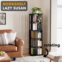 Load image into Gallery viewer, SpaceAid 6 Tier Rotating Bookshelf Tower, Bamboo Spinning Book Shelf, Revolving 360 Bookcase Storage Swivel Round Carousel, Vertical Rotate Turning Spiral Corner Organizer (6-Tier Walnut)