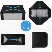 Load image into Gallery viewer, HomeHacks Storage 3-Pack Clothes Organizer Storage Bags Foldable Storage Box with Large Clear Window Sturdy Handles for Closet, Dorm, Pillows, Bedding, Clothes, Blankets, 35L, Gray