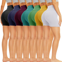 Load image into Gallery viewer, TNNZEET 7 Pack Biker Shorts for Women - 5''/8''/3'' High Waisted Workout Tummy Control Spandex Gym Shorts for Yoga Athletic