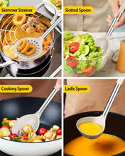 Load image into Gallery viewer, Silicone Cooking Utensil Set, 8Pcs Non-stick Cookware with Stainless Steel Handle, BPA Free Heat Resistant Kitchen Tools with Spatulas, Turners, Spoons, Skimmer and Pasta Fork