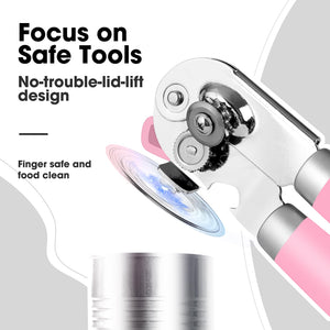 Beneno Can Opener Manual with Magnet, Hand Held Heavy Duty Can Opener with Durable Sharp Blade Smooth Edge, Big Effort-Saving Knob, Soft Grip Rubber Handle, Multifunctional Bottle Opener, Green