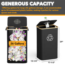 Load image into Gallery viewer, SpaceAid Recycling Bin for Kitchen 26 Gallon, 100L Recycle Bin with Lid and 2 Reusable Inner Bags, for Bottle Can Glass Plastic Stickers, Blue
