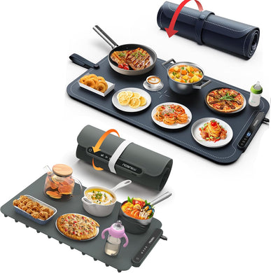 BW450 Dark Gray Food Warming Mat Bundle with BW701 Dark Blue Electric Warming Tray