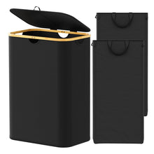 Load image into Gallery viewer, SpaceAid Laundry Hamper with Lid, 110L Large Tall Clothes Basket Bin with Bamboo Handles, Collapsible Laundry Hamper for Bedroom, Bathroom, Dorm, Laundry Room - Black