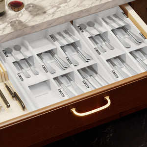 SpaceAid Bamboo Silverware Drawer Organizer with Labels, Kitchen Utensil Tray Holder Organizer for Flatware, Cutlery, Spoon and Knives Drawer Storage Organization (Natural, 6 Slots)