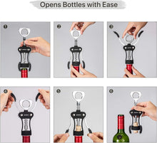 Load image into Gallery viewer, Premium Wing Corkscrew Wine Opener with Multifunctional Bottle Openers Smooth Edge Side Can Opener Manual with Durable Sharp Blade