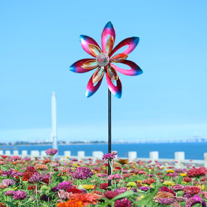 WONDER GARDEN Wind Spinners for Yard and Garden-Solar Wind Spinner - 5.2 FT Wind Sculptures & Spinners Windmill with LED Light Glass Ball for Garden Patio Outdoor Decor