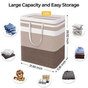 HomeHacks 2 Pack Large Laundry Baskets, Waterproof, Freestanding Laundry Hampers, Collapsible Clothes Hamper with Reinforced Handles in Laundry Room, College Dorm, Bathroom, Bedroom (Grey, 75Lx2)