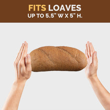 Load image into Gallery viewer, Bamboo Bread Slicer with Crumb Tray &amp; Knife – 3 Slice Thickness Options, Foldable Storage, 10” Ultra Sharp Stainless Steel Bread Knife with Ergonomic Handle – Sourdough &amp; Cake Cutter Set