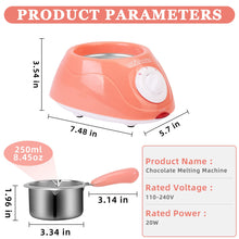 Load image into Gallery viewer, 8.45oz Melting Fondue Set,MINI Electric Chocolate Melting Pot,Chocolate Fondue Fountain,Warmer Machine for Milk Chocolate,Cheese,Butter,Candy (Pink)