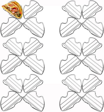 Taco Holder Stand Set of 6 Stainless Steel Taco Holders for the Individual Serving, Soft or Hard Taco Shell Holder, Taco Tray Plates