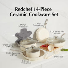 Load image into Gallery viewer, Redchef Ceramic Pots and Pans Set Non Stick, 15Pcs Kitchen Cookware Sets, Ceramic Non Stick Egg Pans, Nonstick Frying Pan Skillet, 8 Inch Cooking Pan Non Toxic, PFAS PFOA &amp; PTFE Free