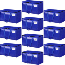 Load image into Gallery viewer, HomeHacks Moving Bags, 8-Pack Heavy Duty with Strong Zippers and Handles Collapsible Moving Supplies, Storage Totes for Packing &amp; Moving Storing 93L-8 Pack (Blue)