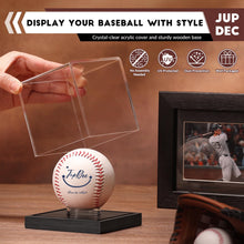 Load image into Gallery viewer, JupDec Baseball Display Case, Clear Cube Baseball Holder with Wooden Base, Autograph Baseball Stand Box for Single Ball, Acacia Wood, Black, 1 Pack