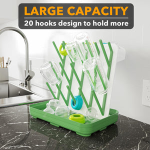 SpaceAid Baby Bottle Drying Rack with 20 Hooks, Space Saving Kitchen Bottles Rack Dryer, Vertical Baby Bottle Holder Organizer for Countertop Storage Accessories (White and Gray)