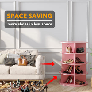 SpaceAid 7 Tier Rotating Shoe Rack Tower, Spinning Shoe Display Lazy Susan, Revolving 360 Shoe Rack Storage Round Carousel, Vertical Handbag Rotate Shoes Closet Organization (7-Tier White)