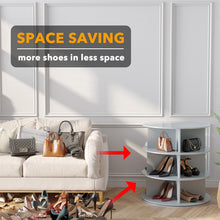 Load image into Gallery viewer, SpaceAid 7 Tier Rotating Shoe Rack Tower, Spinning Shoe Display Lazy Susan, Revolving 360 Shoe Rack Storage Round Carousel, Vertical Handbag Rotate Shoes Closet Organization (7-Tier White)