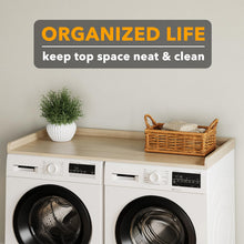 Load image into Gallery viewer, SpaceAid Washer Dryer Countertop, Laundry Wood Shelf Topper with Edge, 54&quot; Width x 27.5&quot; Depth Cover Guard Organizer for Washer and Dryer Laundry Hamper Counter Storage Organization (Black)