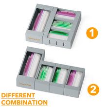 Load image into Gallery viewer, SpaceAid Bag Storage Organizer for Kitchen Drawer, Bamboo Organizer, Compatible with Gallon, Quart, Sandwich and Snack Variety Size Bag (4 Pack)