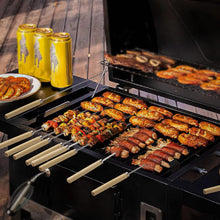 Load image into Gallery viewer, 20 Pack Kebab Skewers Grill Skewers Stainless Steel BBQ Barbecue Sticks Flat Skewer Heavy Duty Large Wide Reusable with Wooden Handle for Kabob Shrimp Chicken Beef Vegetable