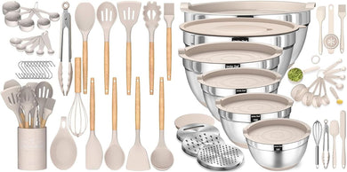 Umite Chef Kitchen Cooking Utensils Set Mixing Bowls with Airtight Lids Set with Grater Attachments