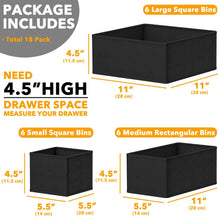 Load image into Gallery viewer, SpaceAid Drawer Organizer Clothes, 12 Pack Dresser Organizer Bins for Nursery, Closet Organization and Storage Dividers for Clothing, Baby Clothes, Underwears, Socks (Black)