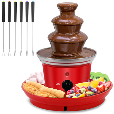 16oz Chocolate Fondue Fountain, 3-Tier MINI Chocolate Fountain with 6PCS Fondue Fork and Removal Fruits/Nuts/Treats Serving Tray for BBQ Sauce,Ranch,Nacho Cheese,Liqueurs